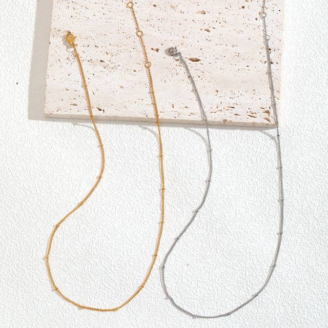 1st minimalistiskt rostfritt stål pärlkedja halsband Silveraktig Choker