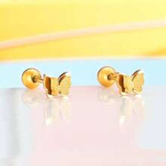 SHEIN 1 Pair Small Delicate Cute Stainless Steel Butterfly Stud Earring Girl Fashion Daily Decor Jewelry