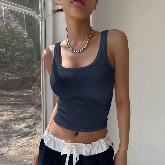 DAZY Solid Ribbed Knit Tank Top