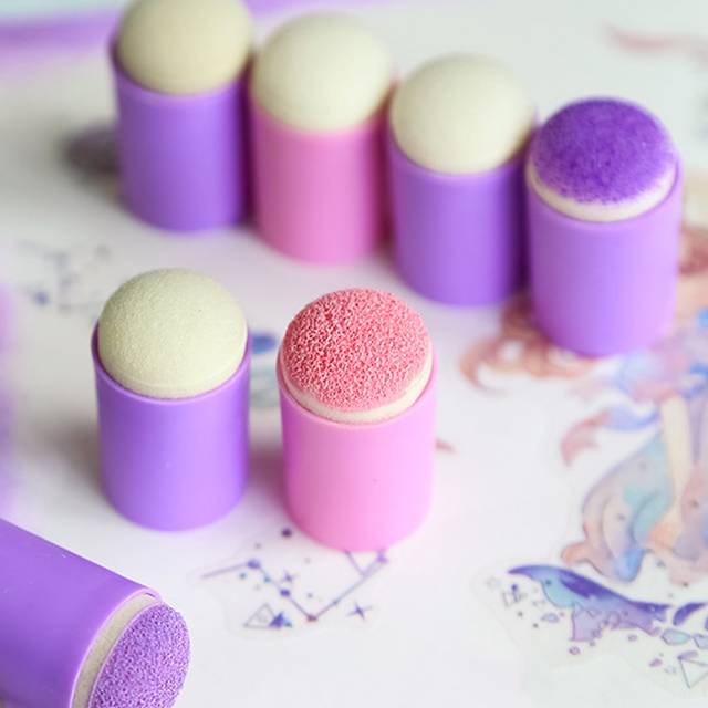 SHEIN 5pcs Solid Color Paint Sponge Foam Brush Set, Simple Multi-Purpose Finger Paint Sponge For Kid DIY Paint Craft Painting Back To School,Back To School,