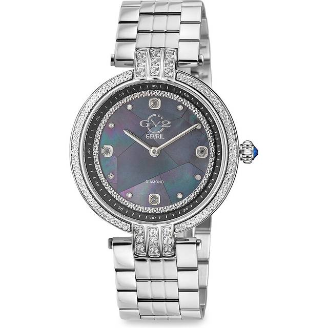 Womens Matera Swiss Quartz Diamonds Black Mother of Pearl Dial, 316L Stainless Steel Watch - One Size
