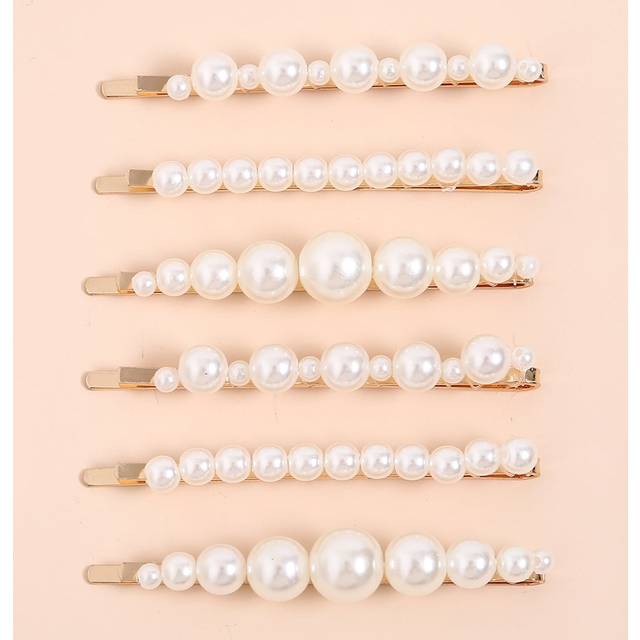 SHEIN 6pcs Faux Pearl Beaded Hair Clip Elegant Claw Clips Hair Claws Hair Barrettes