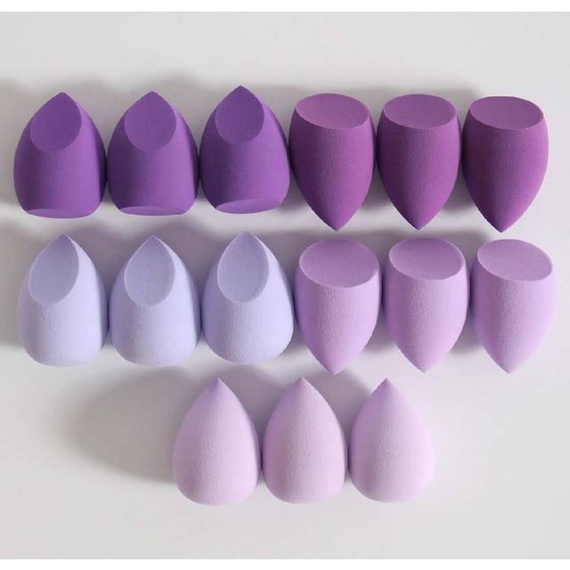 SHEIN 15pcs Randomly Colored & Shaped Makeup Sponge, Makeup Sponge For Foundation Mixing And Flawless Finish With Liquid, Cream Or Powder Makeup Products, L