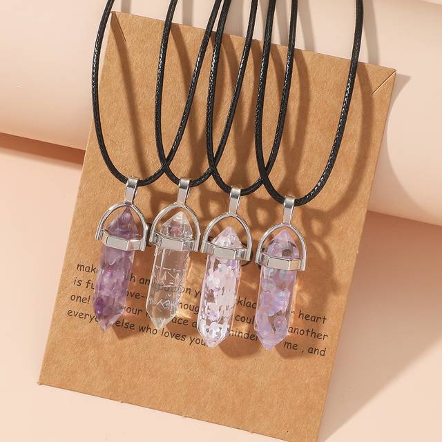 SHEIN 4pcs Crystal Pendant Necklace