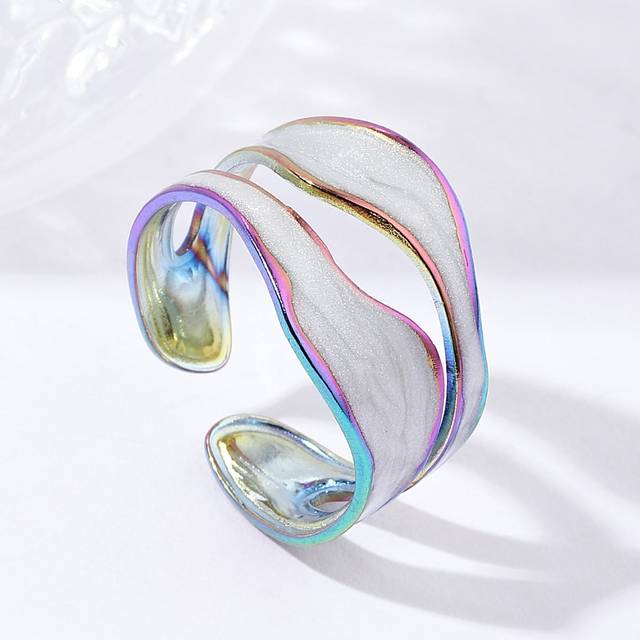 SHEIN 1pc Open Ended Titanium Steel Ring For Women