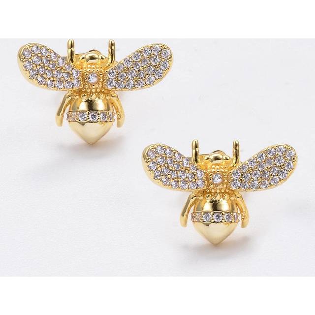 SHEIN Cubic Zirconia Bee Decor Stud Earrings