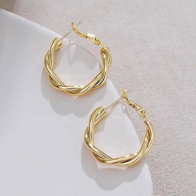 SHEIN 1 Pair Lightweight Luxury Metal Hoop Earrings, Simple & Elegant Design Suitable For Daily Wear, For Women