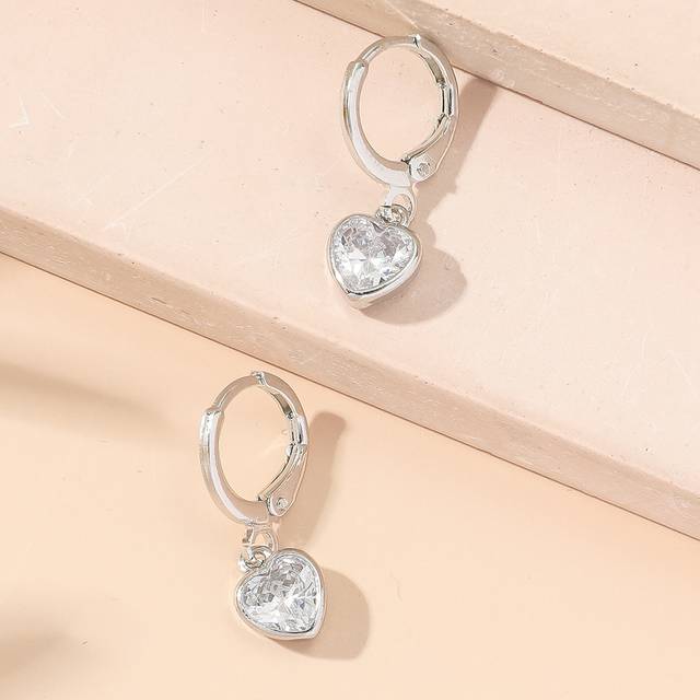 SHEIN Cubic Zirconia Heart Drop Earrings Valentines,Mom,Mother,Mother&#39;s Day,Gift