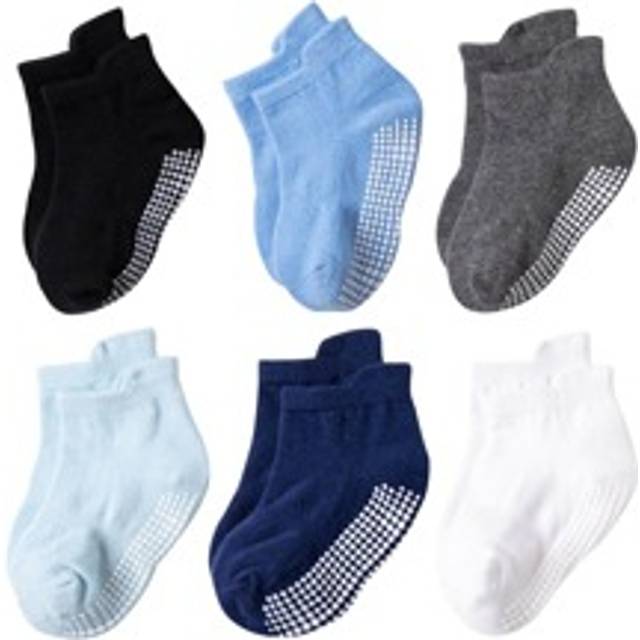 6 par Småbarn Anti-Slip Grip Strumpor, Unisex Baby Ankel Crew Socks - Multifärgad (4-7Y,6-12M,6-10Y,1-3Y)
