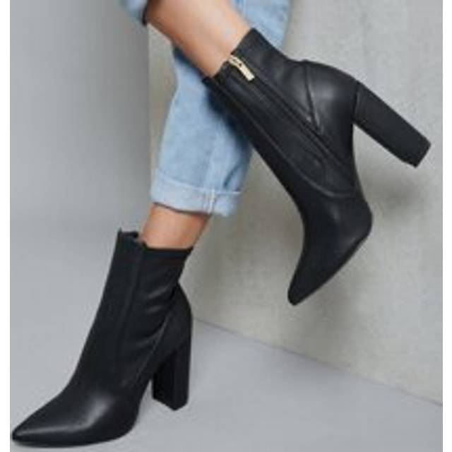 Spisad tå Sida Zip Chunky Heel Sock Booties Halloween Jul Höst Vinter - Svart (US10,US11,US5,US5.5,US6,US6.5,US7,US7.5,US8,US8.5,US9)