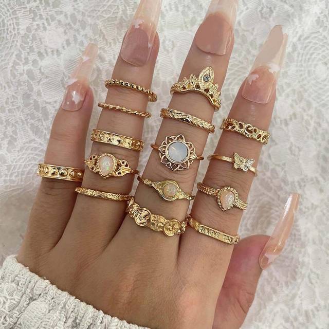 SHEIN 15pcs Butterfly & Water-drop Decor Ring