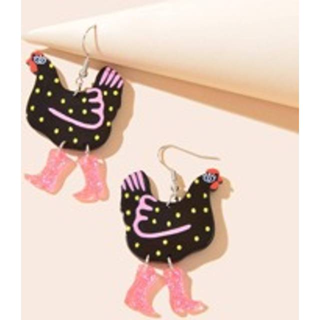 SHEIN 1pair Fashion Glitter Boots & Chick Drop Earrings For Women For Daily Decoration