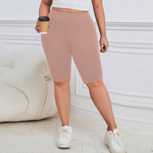 SHEIN Plus Solid Biker Shorts Short Leggingshort Tightsbiker Shortshein Sport Seamluxe