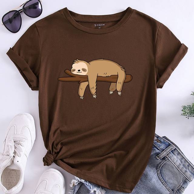 INAWLY Cartoon Graphic Tee Graphic Tees Women Tops