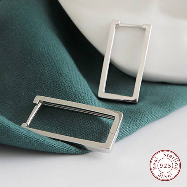 Newsoul 1pair Minimalism S925 Sterling Silver Rectangle Geometric Drop Earrings For Women Fine Jewelry Gift For Girls Holiday