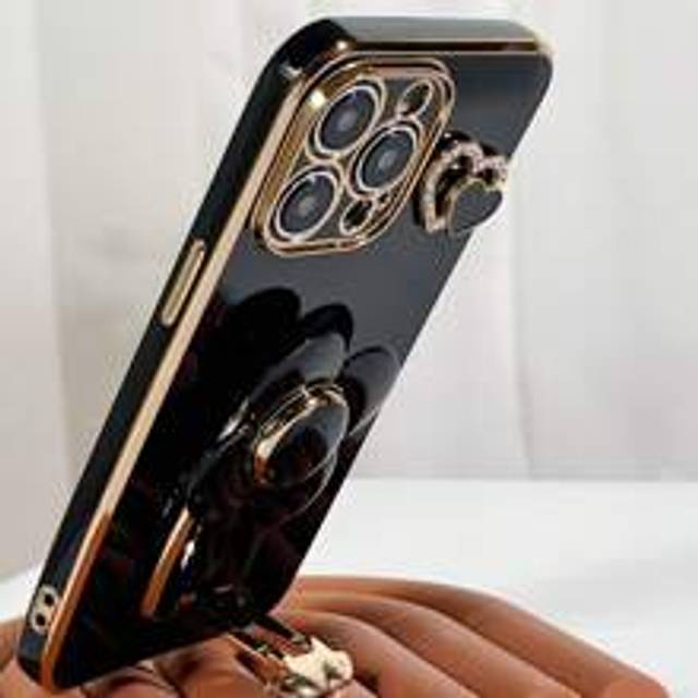 SHEIN Heart-Shaped Plating Anti-Stress  & Stand, Compatible With IPhone 11/12/13/14/15 Pro Max, Samsung S22/23/24+, Oppo, Realme, Vivo, Redmi,