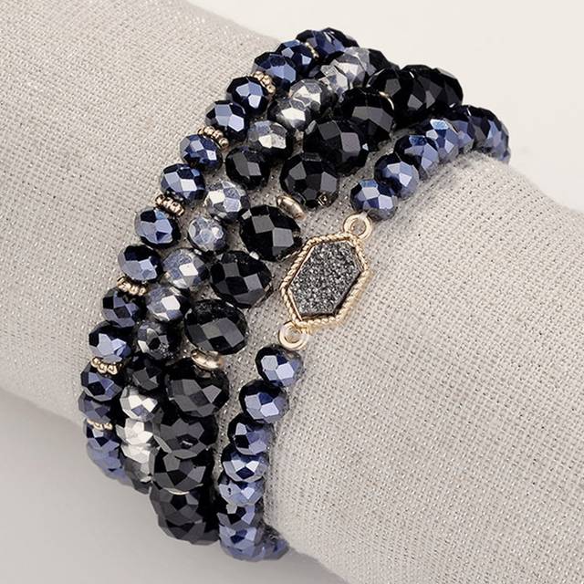 SHEIN 4pcs Rhinestone Decor Beaded Bracelet