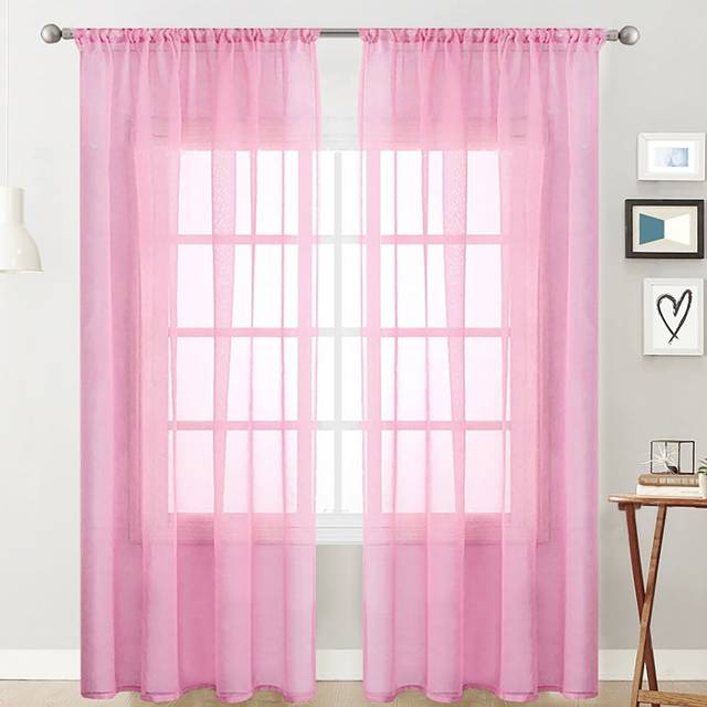 SHEIN 1pc Sheer Curtain Panels, Lightweight Polyester Voile Rod Pocket Curtain For Bedroom, Living Room, Balcony - Solid Color, Modern & Minimalist