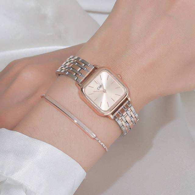 SHEIN Minimalist Luxury Stainless Steel Women&#39;s Quartz Watch Set - 2pcs/Set