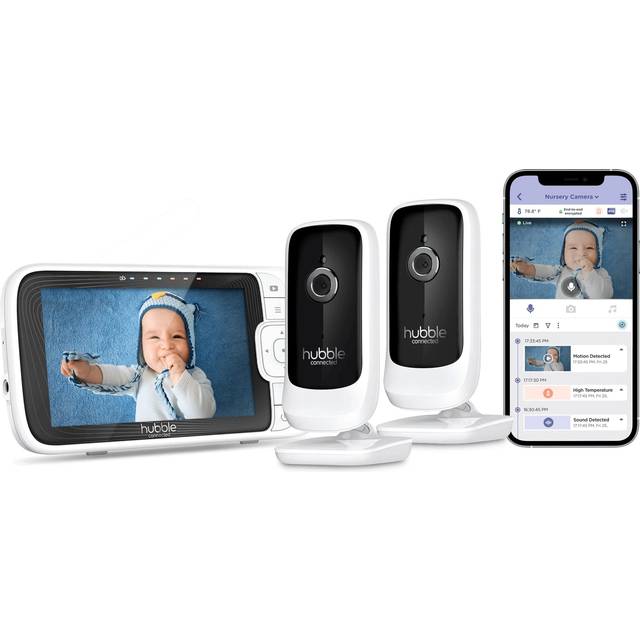 Hubble Nursery Pal Link Premium Twin - 5-Inch Baby Monitor with Multiple Features, 2 Smart Camera