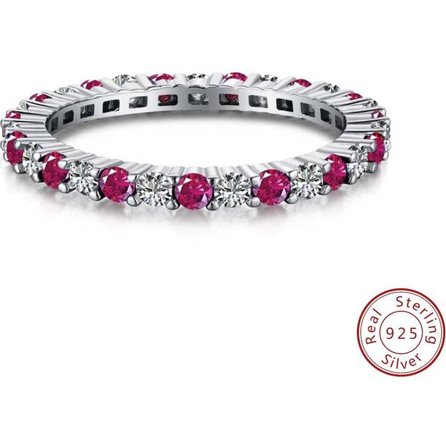 Esberry 1pc Sparkle Red CZ Engagement Ring Wedding Band For Women s925 Sterling Silver Promise Ring Eternity Ring Fine Jewelry Gift For Party Dating