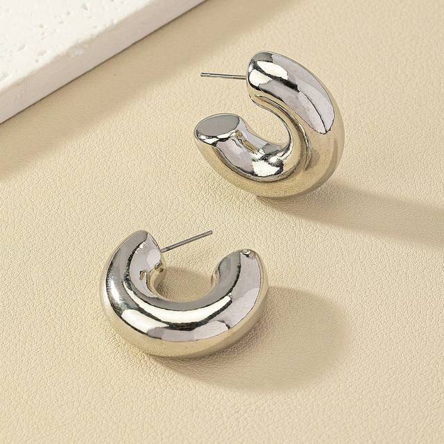 SHEIN 1pair Fashion Plastic Minimalist Cuff Hoop Earrings For Women For Daily Life