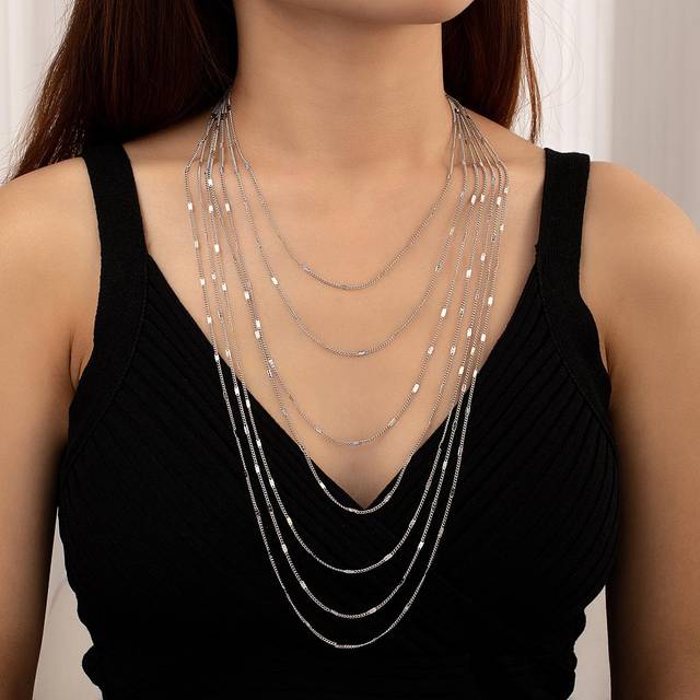 SHEIN 1pc Fashion Layered Necklace For Women For Prom Party Banquet