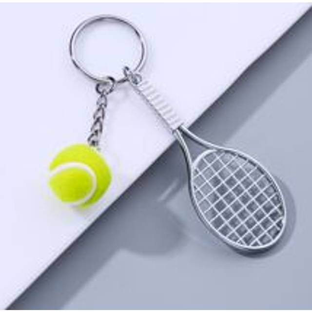 SHEIN 1pc Men&#39;s Simulation Tennis Racket Keychain Plush Tennis Keyring, Best Gift For Brother Or Best Friend Who Love Sports Casual Car Accessories Bag Char