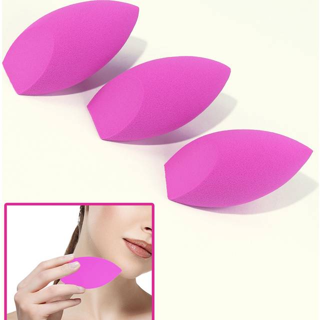 baopinger 3pcs Fluorescent Pink Special-Shaped Oval Double-Cut Beauty Sponges For Facial Makeup, Breathable And Easy To Carry, Makeup Sponges For Mixing Lotion