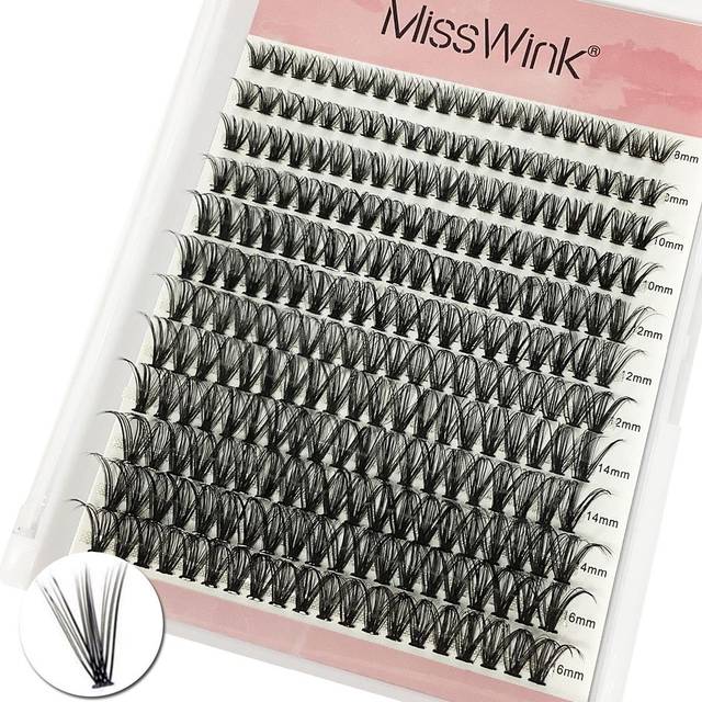 SHEIN Miss Wink 40D Curl Soft Natural Looking False Eyelashes 8-16mm Mixed 0.05mm/0.07mm C/D Curl, 12 Rows 240 Pcs, Waterproof Mink Fibers Single Tuft 3D Pr