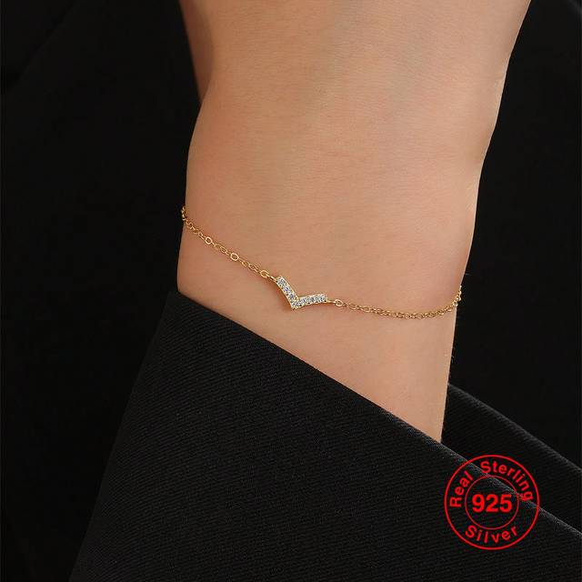 SHEIN 1pc Pure Silver S925 Gold-plated Geometric Shape Decor Women&#39;s Bracelet, Fashionable And Versatile Gift For Women