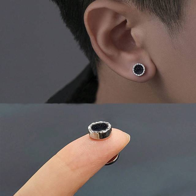 SHEIN 1pair Men&#39;s Clip-On Blue Sandstone Earrings In & Minimalist Magnetic Style Without Ear Piercing