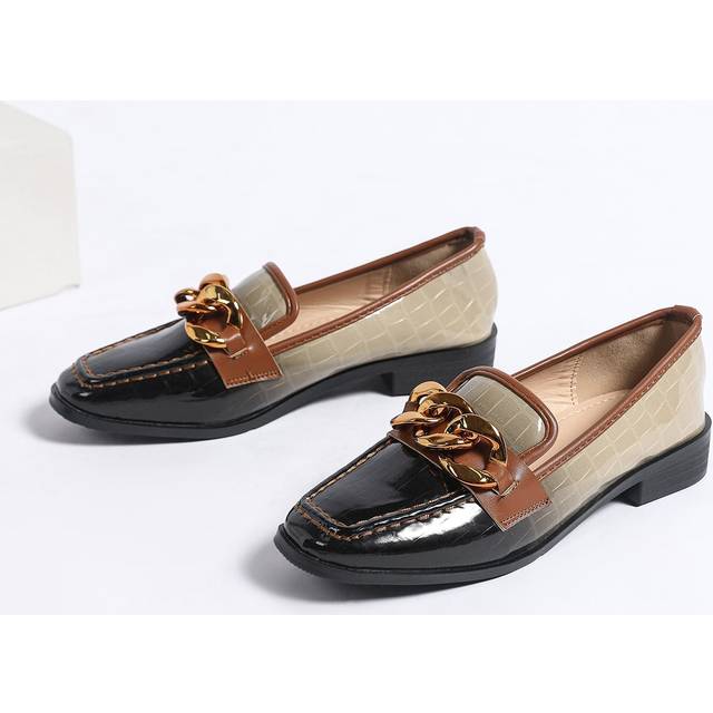 SHEIN Women&#39;s Small Leather Shoes Women&#39;s Flat Loafers Slip-on Work Shoes With Soft Sole Casual British Style Oxford Shoes For Women Plus Size 41-43