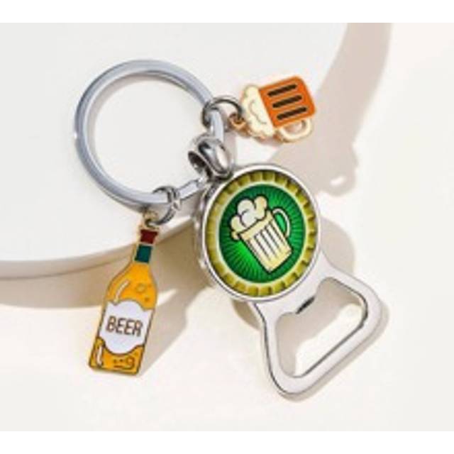 SHEIN Cute 1pc Men Beer Bottle & Opener Charm Creative Keychain For Key Decoration