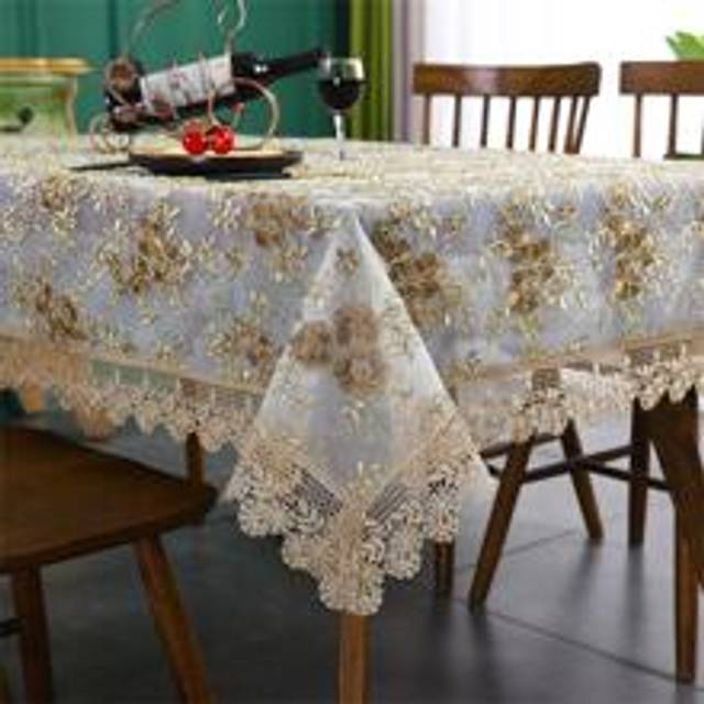 SHEIN Lace Embroidery Table Cloth Dining Room Decor Table Cover for Home Wedding Banquet Party Table Cloths Furniture Cover Decorative Tablecloth