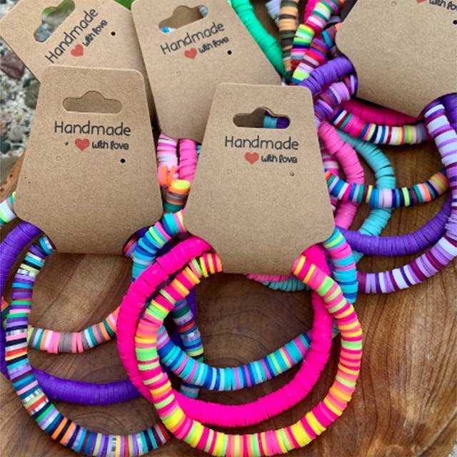 SHEIN 3pcs Clay Bead Bracelets, Bracelet Stacks, Summer Boho Beach Jewelry, Surfer Bracelet, Vacation Bracelet