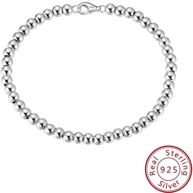 ORSA JEWELS 1 PC Genuine 925 Sterling Silver Beads Chain Bracelet Women Hand Chain Gorgeous Woman Girl Jewelry Gift For Birthday Party Anniversary Day