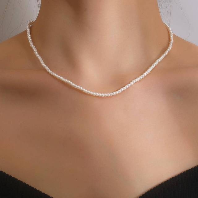 MONALLY 1pc Luxury Glamorous Fashion Faux Faux Pearl Stainless Steel Beaded Necklace For Women Birthday Gift For Prom