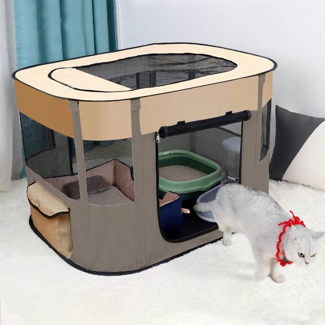 SHEIN 1pc Oxford Cloth Enclosed Pet Bed, Foldable Tent Maternity Room, Suitable For Small And Medium-sized Cats And Dogs For Home Use