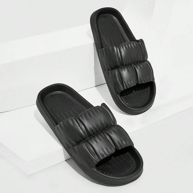 Cuccoo Woman Shoes Minimalist Slides, EVA Fashion Slides Black For Summer Vacation Shoes Summer Back To School Shoes College Student Shoes Spring Shoes Sprin