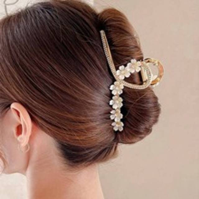 SHEIN 1pc Women Flower & Cubic Zirconia Decor Glamorous Hair Claw For Hair Decoration Elegant Tiaras Hair Clipshair Accessories For Women Hair Claws Hair Ba