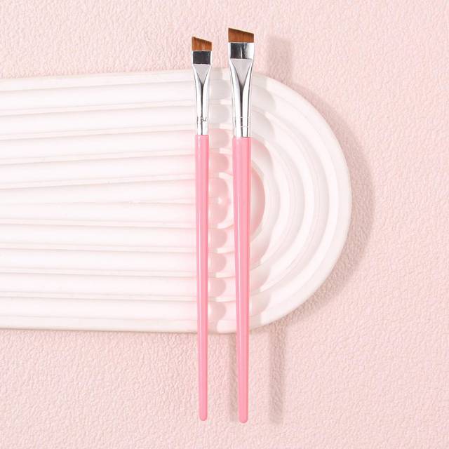SHEIN 2pcs Super Fine Eyeliner Brush And Ultra-Thin Soft Makeup Brush, Portable Brow Brush, Multifunctional Makeup Tool
