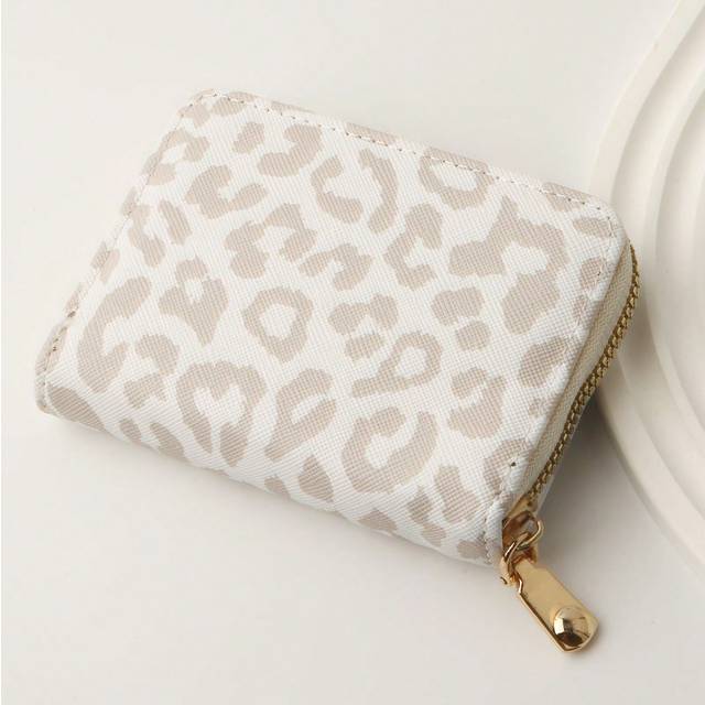 SHEIN Leopard Print Pattern Women&#39;s Card Bag Lightweight And Fashionable Elegant Short Wallet Card Bag Ultra-Thin PU Leather Zipper Pattern Lightweight And