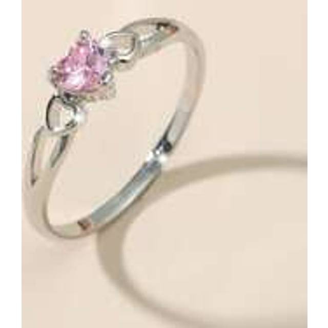 1 st Fashionabla enkel hjärtformad Zirconia ring, perfekt för alla hjärtans dag, mors dag och födelsedagspresent för kvinnor alla hjärtans dag - Silver (7,En-Storlek,9,11,13,6,8,10,12)