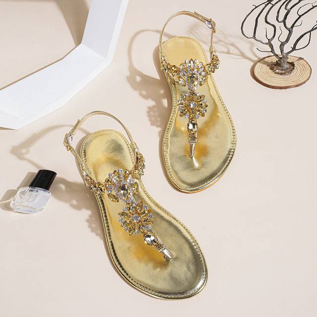 Kvinnor Platta Sandaler - Guld (EUR35,EUR36,EUR37,EUR38,EUR39,EUR40,EUR41,EUR42,EUR43)