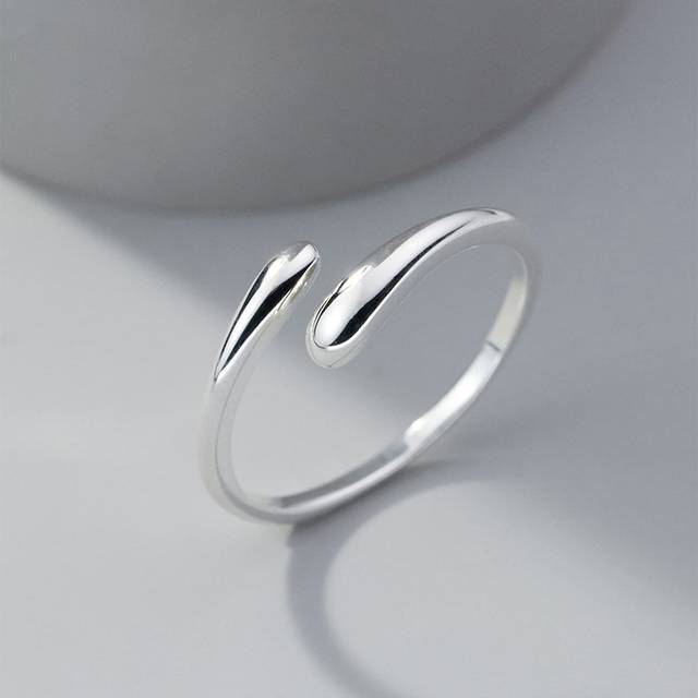 HuooNew 1pc 925 Sterling Silver Open Ring Jewelry, Unisex Design