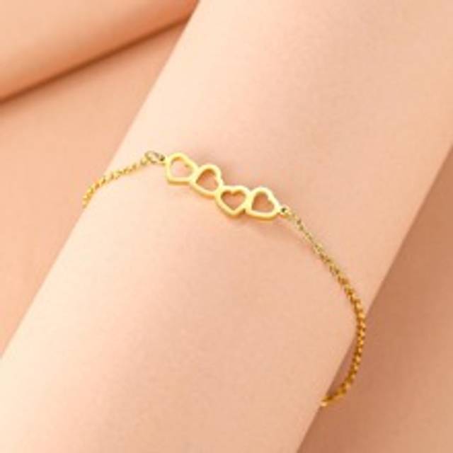 Armband i rostfritt stål Klassiskt Sweet Hollow Heart Modekedja Berlockarmband För Kvinnor Smycken Fest Vänner Bästa presenterna Alla hjärtans dag,Mam - Guld (En-Storlek)
