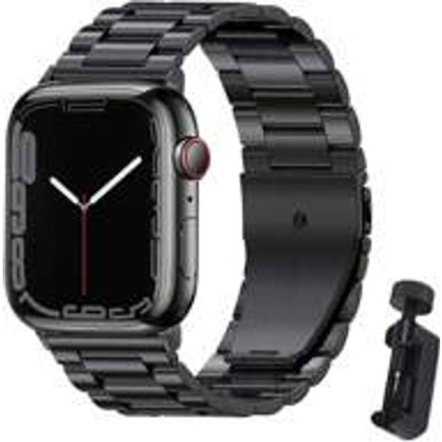1st Simple Watch Band Black Metal Watch Band kompatibel med Band Series 10 Series 9 8 Se Ultra/7/6/5/4/3/2/1 Rostfritt stål klocka Armband Bälte Kompa - Svart (38mm/40mm/41mm,42mm/44mm/45mm/49mm,42 mm för S10,46 mm för S10)