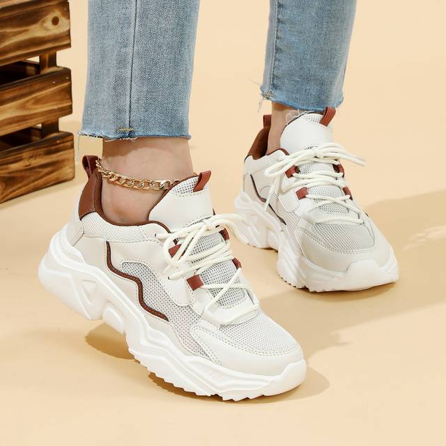 SHEIN Fashionable, Soft, Breathable & Lightweight Mesh Running Shoes, Elegant Brown Retro Color, Unisex Casual Walking Shoes, Suitable For Commuting, Fitnes