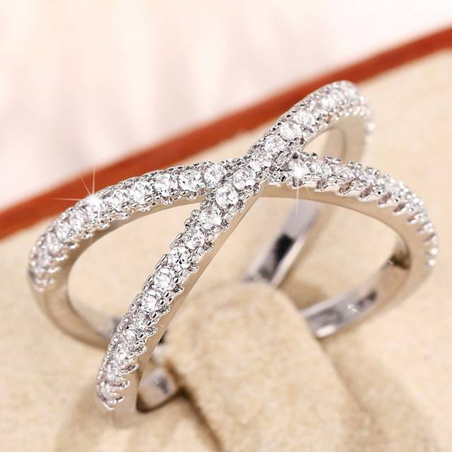 1 st mode Cubic Zirconia Ring för kvinnor för alla hjärtans dag presentförlovningssmycken, mamma, mor, mors dag, present - Silver (7,5,9,11,6,8,10,12)